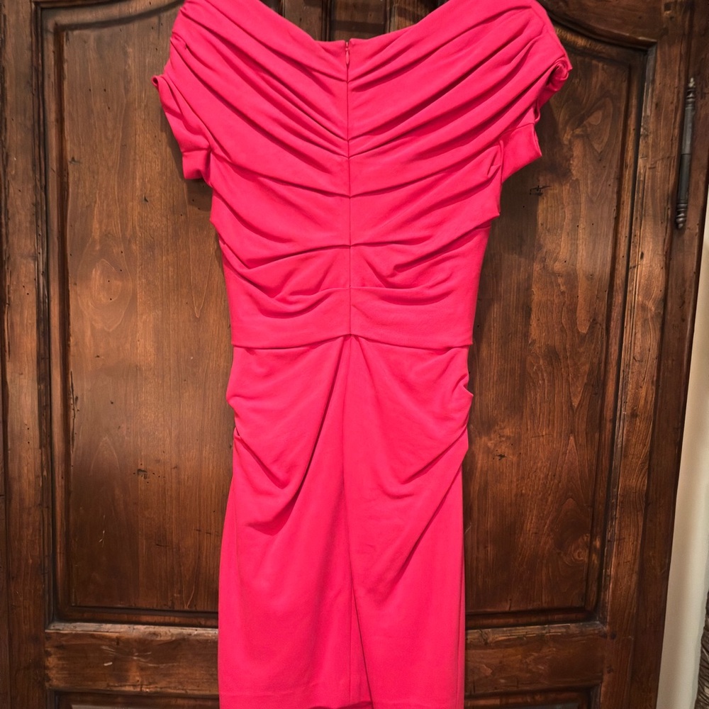 Escada Pink Ruched Off-Shoulder Maxi Dress